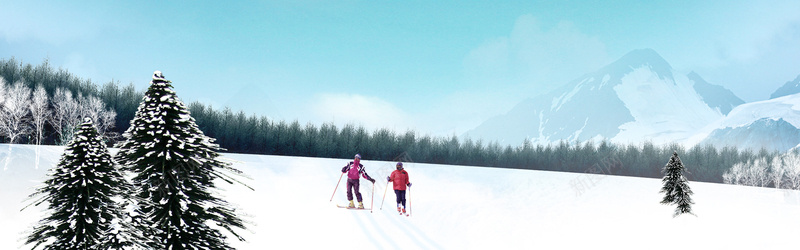 户外滑雪背景jpg设计背景_新图网 https://ixintu.com 户外运动 滑雪 高山 大气 横幅背景 全屏banner背景