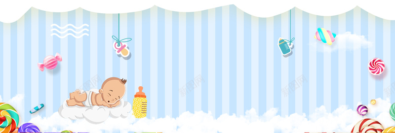 蓝色条纹卡通糖果母婴促销bannerpsd设计背景_新图网 https://ixintu.com 蓝色 条纹 卡通 糖果 母婴 促销 banner baby