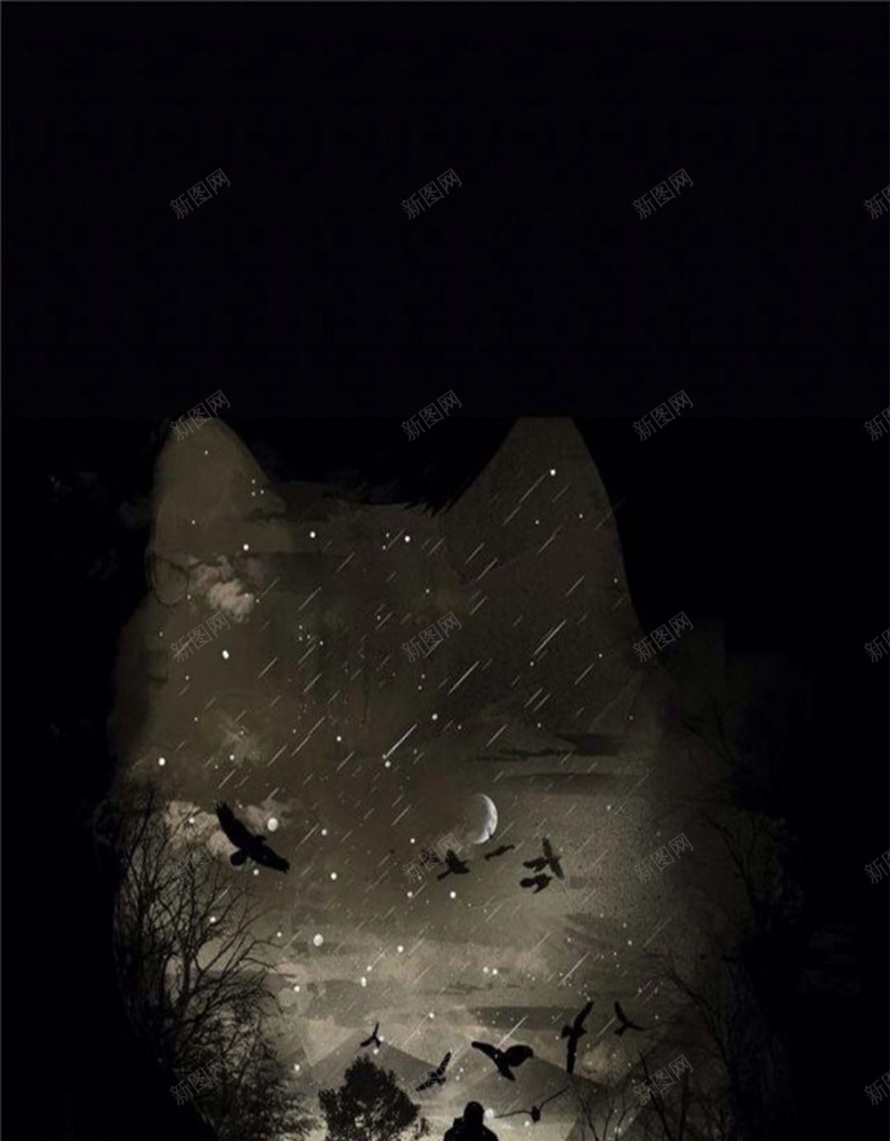 梦幻的黑森林H5素材背景jpg设计背景_新图网 https://ixintu.com H5素材 头狼 月亮 梦幻 狼形 黑森林