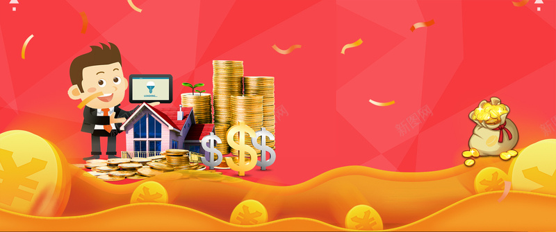 金融互联网金币卡通红色bannerpsd设计背景_新图网 https://ixintu.com 商务背景 蓝色商务 商务 科技 高端 金融 互联网 网络科技 蓝色科技 电子商务 移动生活 蓝色背景