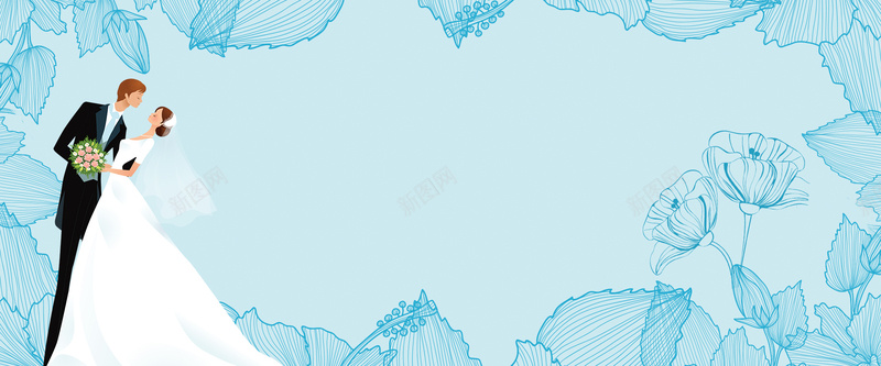梦幻婚礼小清新蓝色水纹bannerpsd设计背景_新图网 https://ixintu.com 梦幻 浪漫 玫瑰 粉色 花朵 玫瑰花 婚礼展板 结婚展板 婚礼 背景 结婚 婚礼背景 婚礼背景展板