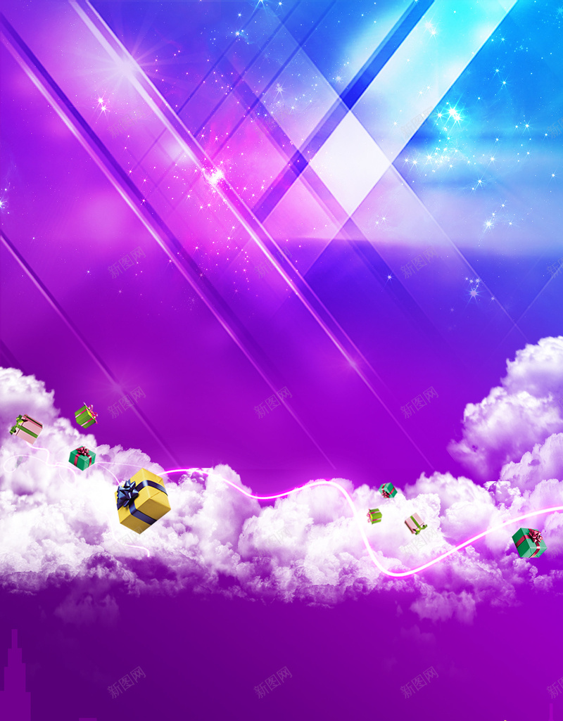 紫色天空背景psd设计背景_新图网 https://ixintu.com 紫色天空背景 天空 扁平 线条 菱形 云朵紫红色 渐变 几何
