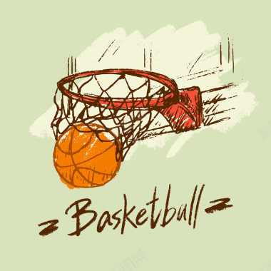 手绘卡通篮球球赛简笔画海报背景素材背景