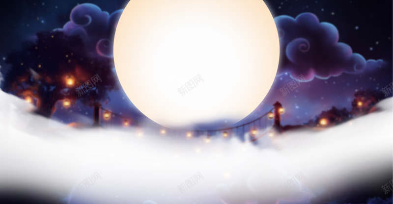 手绘阴森气氛明月海报背景psd设计背景_新图网 https://ixintu.com 恐怖 手绘 明月 气氛 阴森 阴森气氛 云海 月亮 故事背景 月亮素材