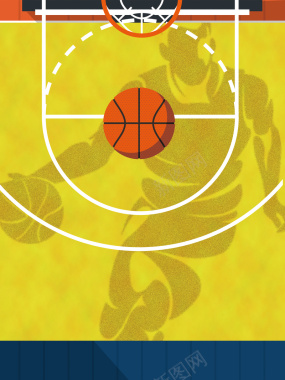 简约扁平创意篮球运动线条球场背景素材背景
