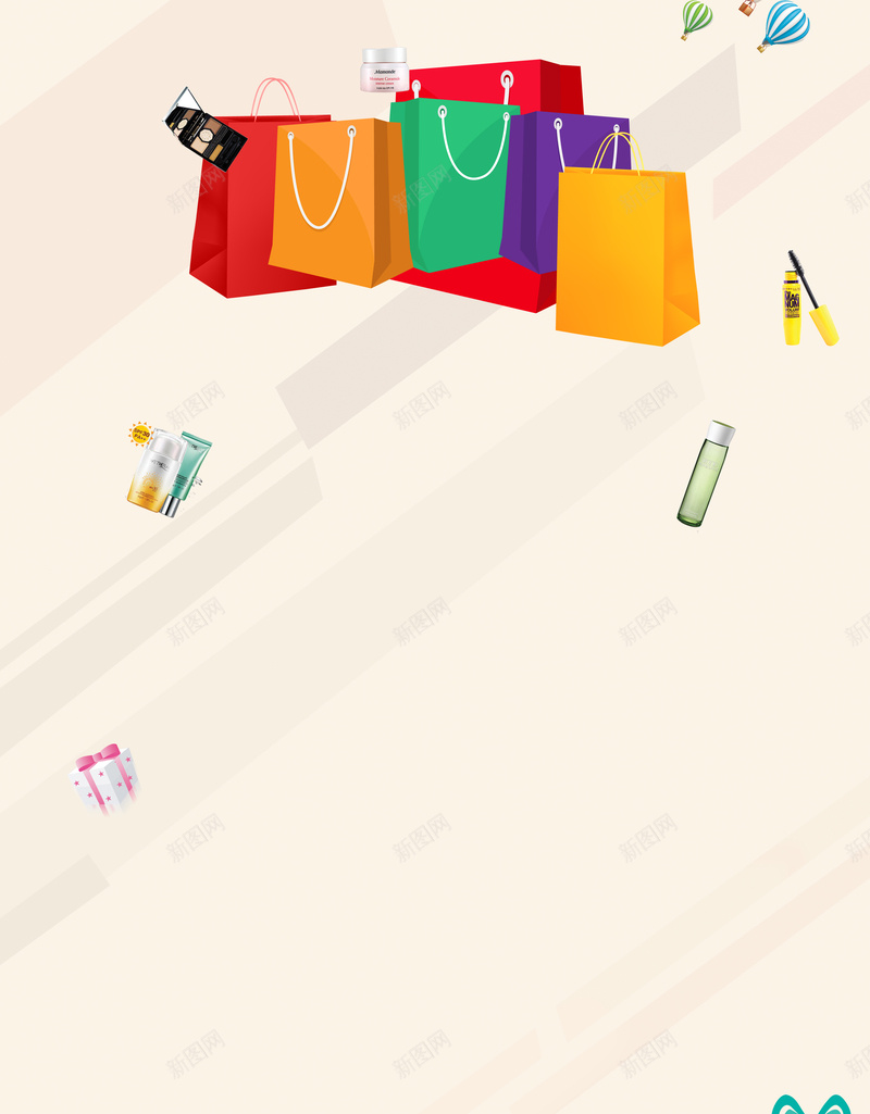 化妆品促销海报背景素材psd设计背景_新图网 https://ixintu.com 化妆品 护肤品 海报 清新 购物 促销零售 满减 优惠活动 扁平化