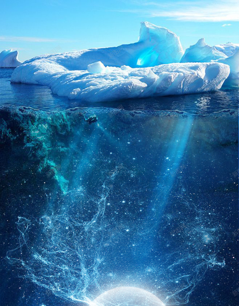 雪山海底星空背景psd设计背景_新图网 https://ixintu.com 光束 渐变 白色 蓝色 雪山 星光 星云 彩色