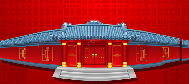 中国古典建筑jpg设计背景_新图网 https://ixintu.com 新年 元旦 红色背景 喜庆 迎春 接福 详情页海报 中国风