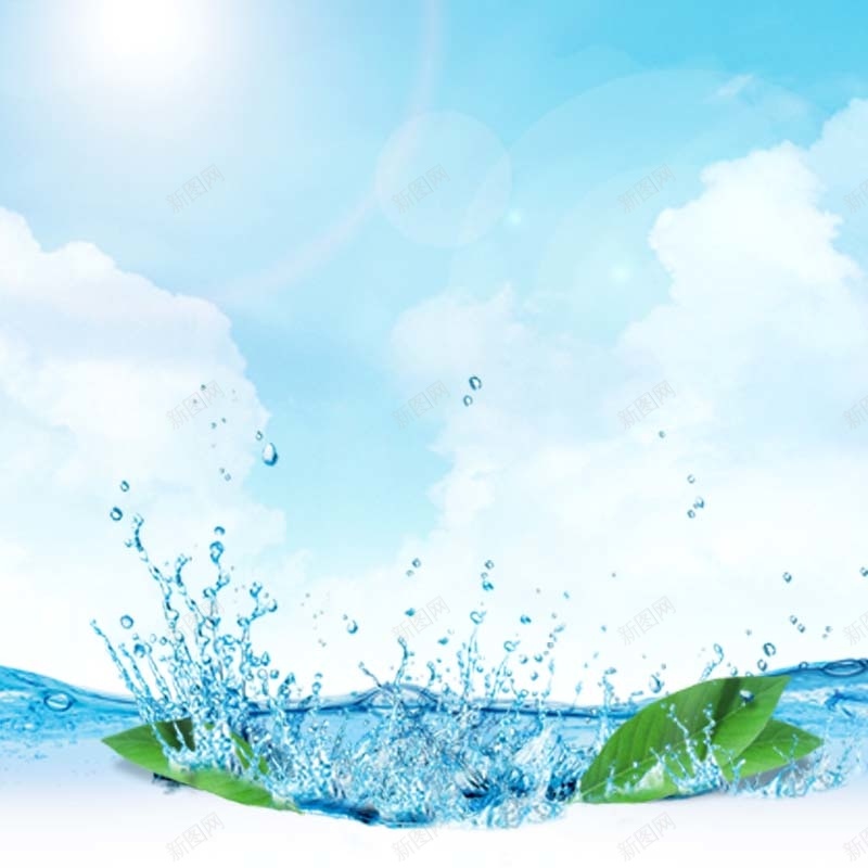 商务蓝天白云水珠绿叶背景psd设计背景_新图网 https://ixintu.com 商务 蓝天 白云 水珠 绿叶 主图 科技 科幻