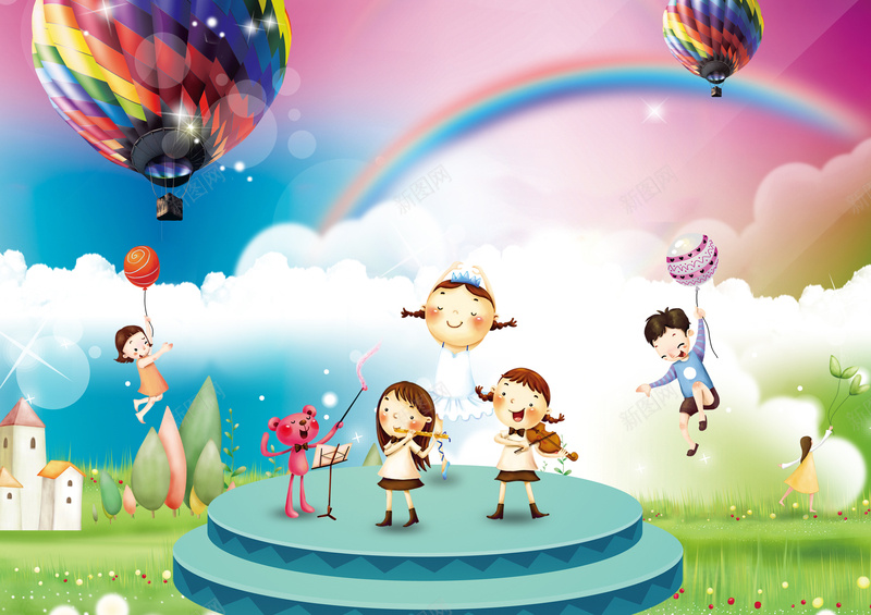幼儿园招生卡通海报背景jpg设计背景_新图网 https://ixintu.com 幼儿园 热气球 卡通 招生 海报 培训班 校园 童趣 手绘