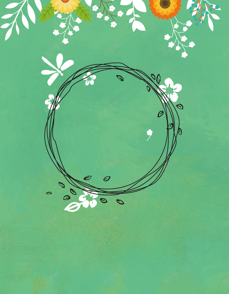 绿色清新春季上新海报psd设计背景_新图网 https://ixintu.com 植物 清新 绿色 花卉 蜻蜓 暖春大促 春天来了 简约 春季 2018