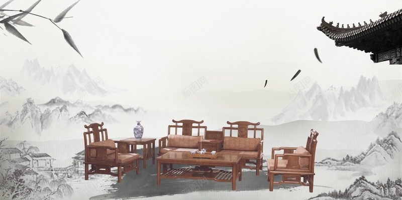 中国风古典红木家具psd设计背景_新图网 https://ixintu.com 家具 中国风 红木 中国风家具 古典红木家具 古典水墨风格 中国红木家具 红木家具 红木家具促销 平面设计 分层文件 PSD源文件 150PPI