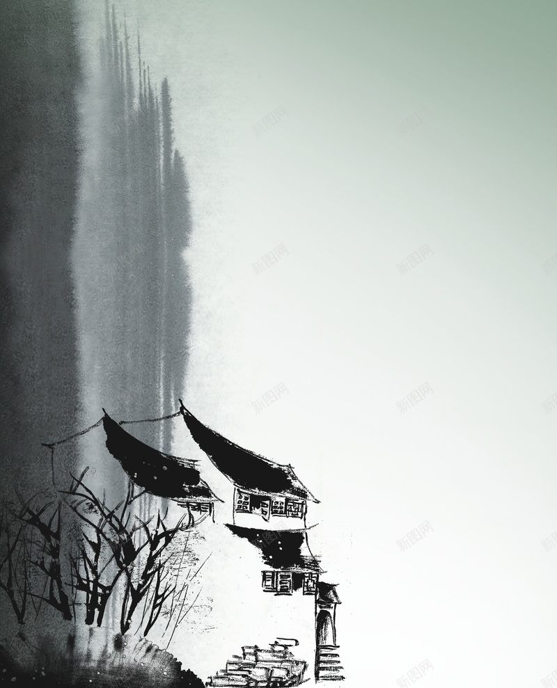 画册封面背景模板大全jpg设计背景_新图网 https://ixintu.com 山水画 画册 画册封面 古风 中国风 墨迹 古镇 大全 画册背景 画册模板 开心