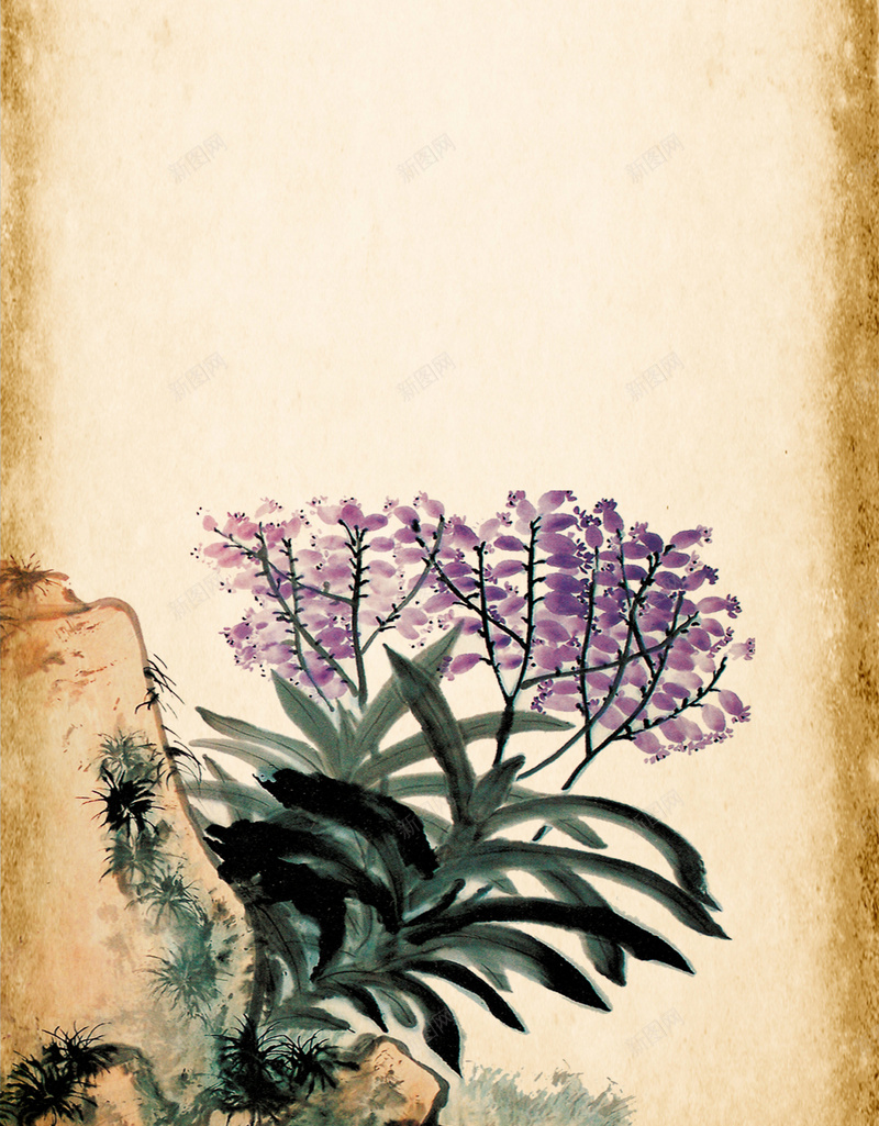 黄色宣纸背景jpg设计背景_新图网 https://ixintu.com 水墨画 国画 水墨 花卉