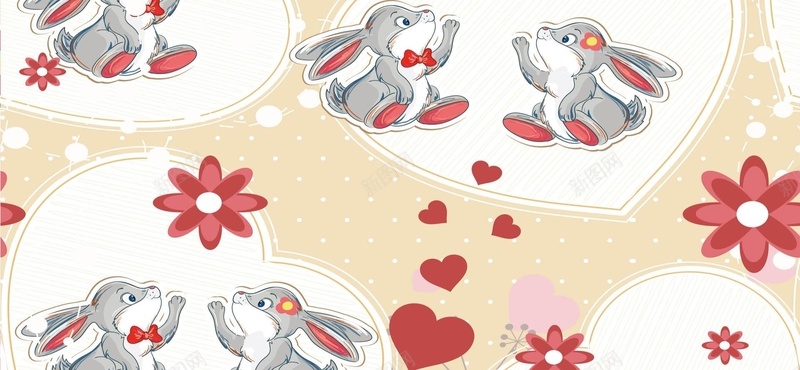 卡通可爱兔子背景jpg设计背景_新图网 https://ixintu.com 海报banner 可爱兔子 卡通 平铺 爱心 童趣 手绘
