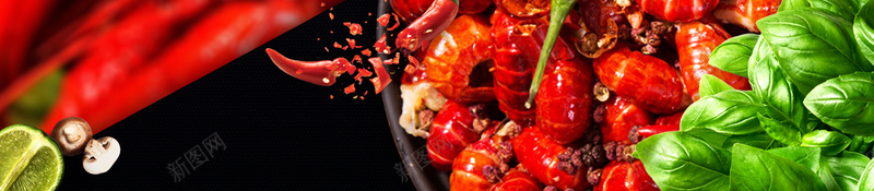 无辣不欢小龙虾美食宣传海报psd设计背景_新图网 https://ixintu.com 舌尖上的美食 麻辣小龙虾 无辣不欢 小龙虾 美食 黑色背景 辣椒 叶子 餐饮