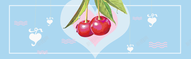 简约夏日车厘子水果电商bannerjpg设计背景_新图网 https://ixintu.com 电商banner 清新背景 夏日 水果 简约 蓝色清新 蔬果促销 水果促销背景 车厘子 樱桃