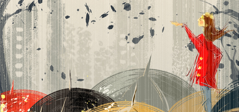 雨水伞梦幻文艺手绘女孩灰色bannerpsd设计背景_新图网 https://ixintu.com 中国风 传统 春天 节日 雨水 开学 春季 文艺 小清新 简约 雨伞 梦幻 浪漫 女孩 树叶 树