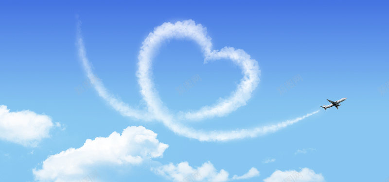 晴空蔚蓝psd设计背景_新图网 https://ixintu.com 海报banner 飞机云 天空 浪漫 爱情 梦幻