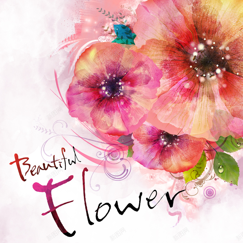 花纹绿叶手绘背景psd设计背景_新图网 https://ixintu.com 花朵 漂亮的花 花纹 绿叶 手绘背景 卡通 童趣 手绘
