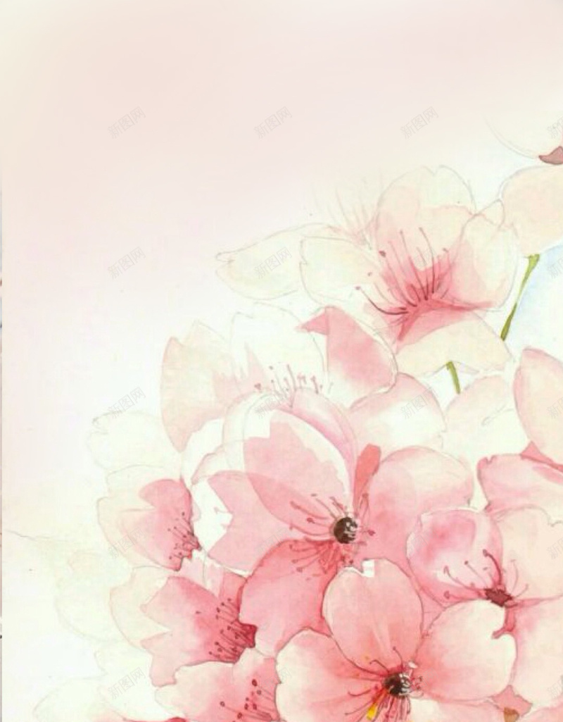 水墨手绘桃花背景jpg设计背景_新图网 https://ixintu.com 水墨桃花 水彩 水彩桃花 手绘桃花 背景 卡通 童趣 手绘