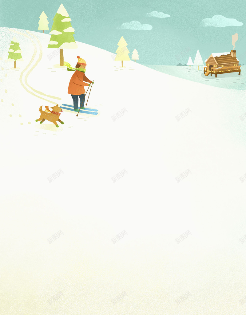 清新简约户外滑雪平面广告jpg设计背景_新图网 https://ixintu.com 平面广告 户外滑雪 简约背景 插画 清新 水彩画 兴趣班招生 手绘