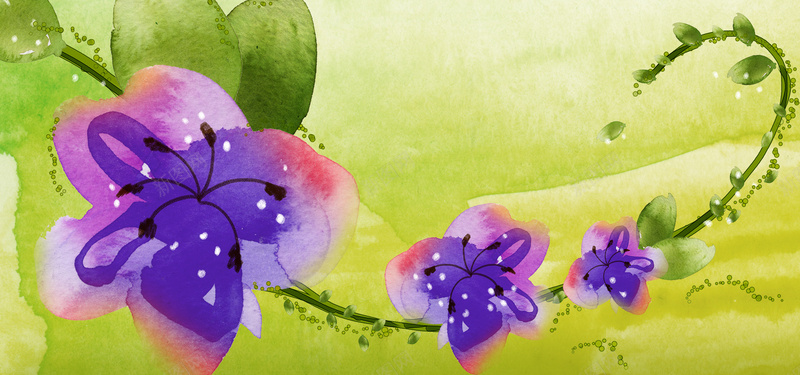 手绘花朵背景psd设计背景_新图网 https://ixintu.com 底纹 背景 花朵 花纹 花藤 叶子 海报banner 卡通 童趣 手绘