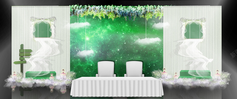 婚礼背景psd设计背景_新图网 https://ixintu.com 唯美 干净 桌子 结婚 绿色 签到桌 屏幕 海报banner 文艺 小清新 简约