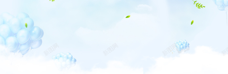 卡通蓝天梦幻蓝色banner背景psd设计背景_新图网 https://ixintu.com 卡通 童趣 手绘 文艺 小清新 简约 几何 素材 广告 设计 背景 蓝天 白云 热气球 树叶