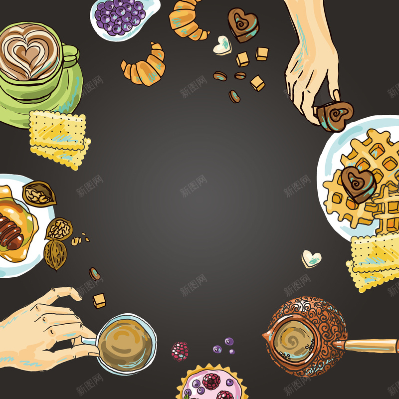 美食聚餐矢量背景素材eps设计背景_新图网 https://ixintu.com 美食 餐饮 聚会 聚餐 卡通 矢量 背景
