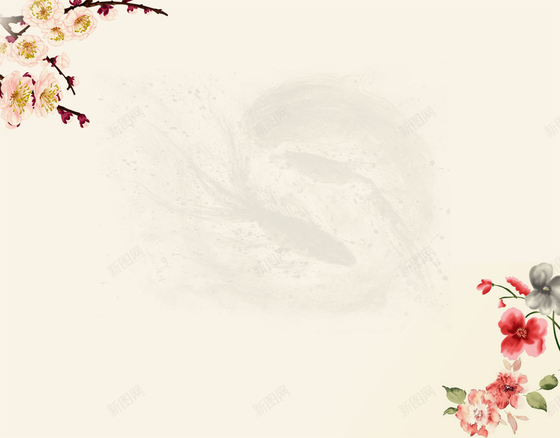 新春大吉背景海报素材jpg设计背景_新图网 https://ixintu.com 新春 花朵 花 矢量 新春海报 新春素材 新春背景 米白色 红色 绿色 粉红色 绿叶