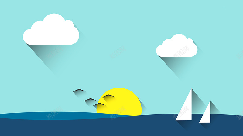 卡通剪纸天空大海帆船背景模板jpg设计背景_新图网 https://ixintu.com 剪纸 卡通 大海 天空 帆船 海报 背景 童趣 手绘