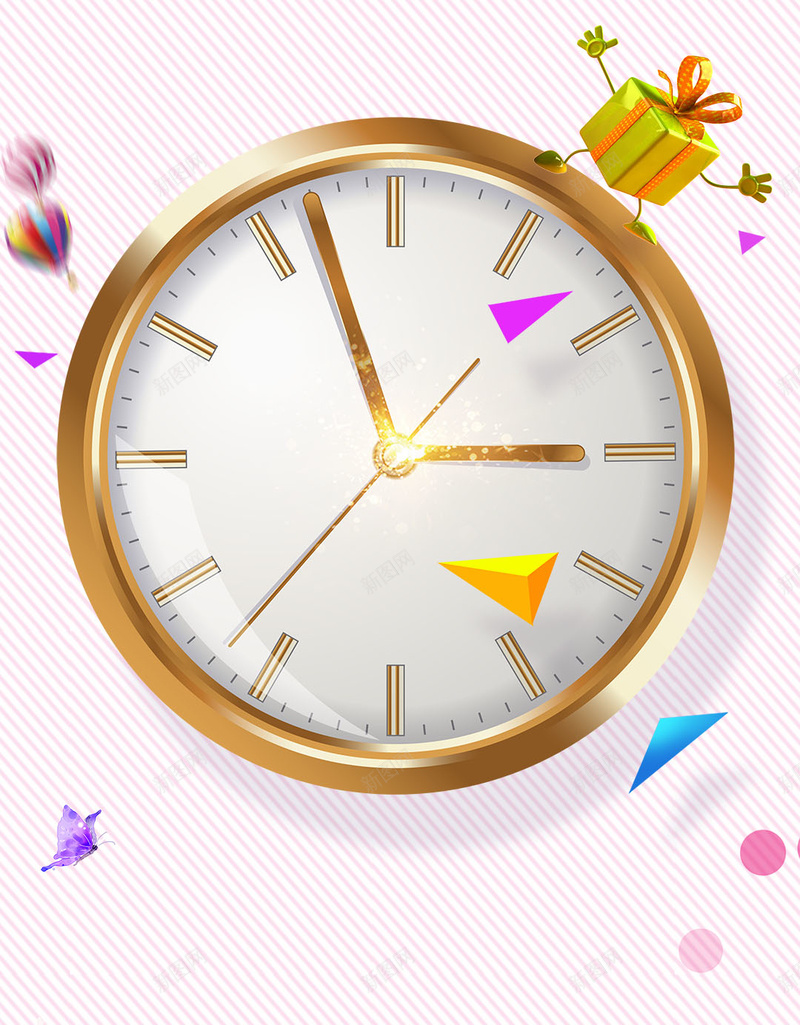 年终促销倒计时PSD分层H5背景素材psd设计背景_新图网 https://ixintu.com 年终倒计时 年终促销 年终回馈 热气球 闹钟 彩色 礼品盒 黄色