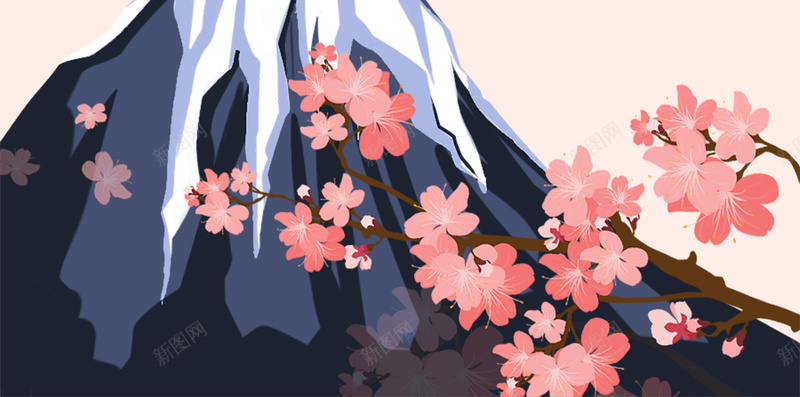 樱花与富士山冬季雪景H5背景psd设计背景_新图网 https://ixintu.com 樱花背景 粉色 富士山 日本 富士山背景 富士山樱花 冬季背景 扁平樱花 扁平 渐变 几何