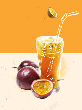 百香果鲜榨果汁海报背景背景