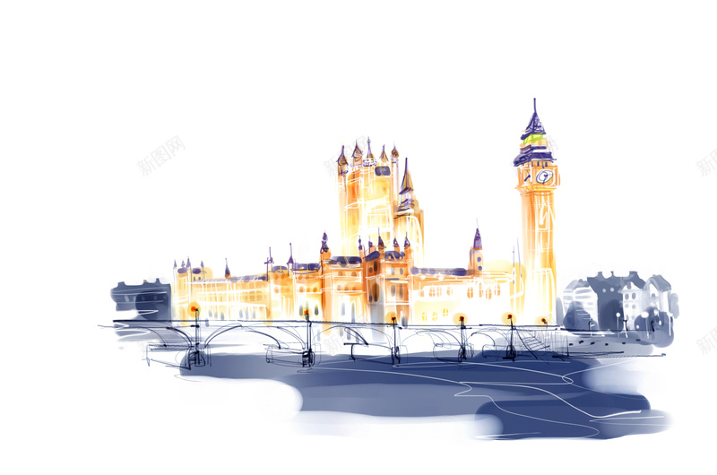 上海风光水彩画背景素材psd设计背景_新图网 https://ixintu.com 水彩画 素描画 风景画 旅游观光 世界风光 上海风光图片下载 异域风情 标志建筑 名胜古迹
