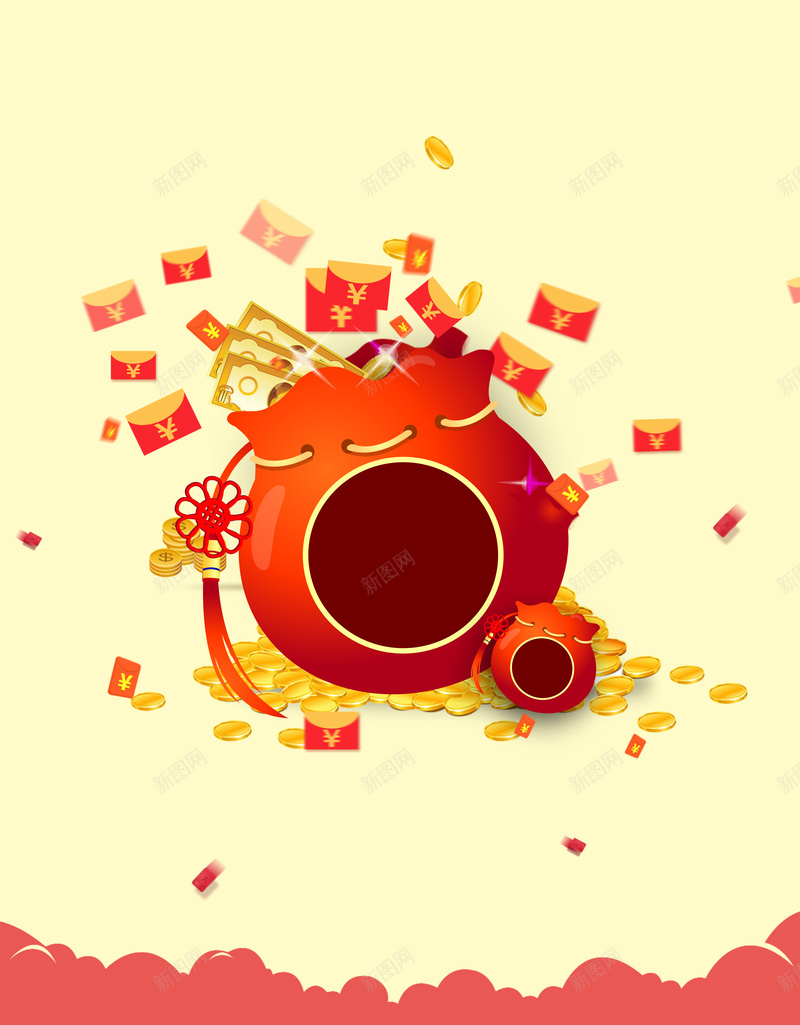 抢红包节日海报背景psd设计背景_新图网 https://ixintu.com 红包满天飞 红包海报 抢红包 红包 过年 欢天 喜地 黄色背景 新年 春节 过大年 喜庆