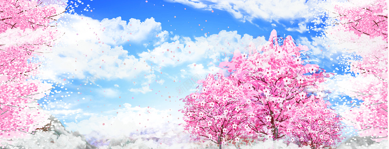 粉色手绘小清新樱花背景背景