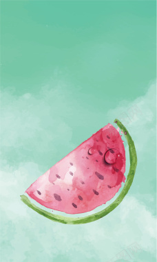 西瓜水果手绘清新水果美食背景背景