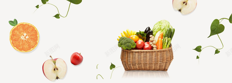 果蔬背景jpg设计背景_新图网 https://ixintu.com 果蔬 水果 蔬菜 营养 绿色 食品 苹果 绿叶 海报banner