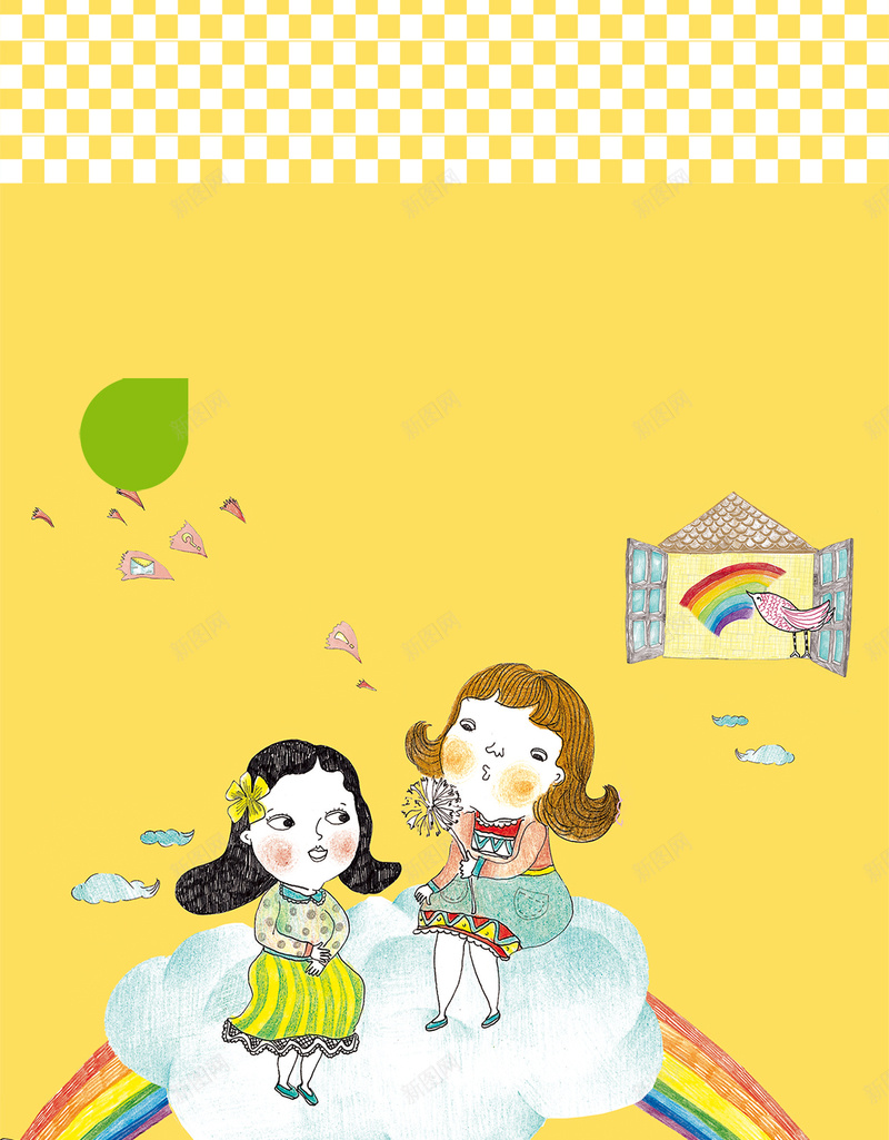 励志校园小说故事H5背景psd源文件下载psd设计背景_新图网 https://ixintu.com 励志 小说 故事 校园 黄色 手绘 小女孩 彩虹 房屋 云朵 彩绘 小鸟 H5背景 h5 格子背景