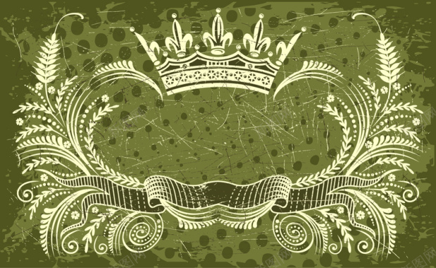 欧式皇冠丝带纹样矢量素材背景
