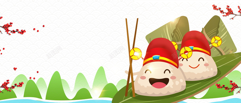 端午节卡通童趣bannerpsd设计背景_新图网 https://ixintu.com 端午节素材 端午节背景 卡通粽子 大促 粽叶 端午节 端午节促销 儿童节 财神 卡通 童趣 电商