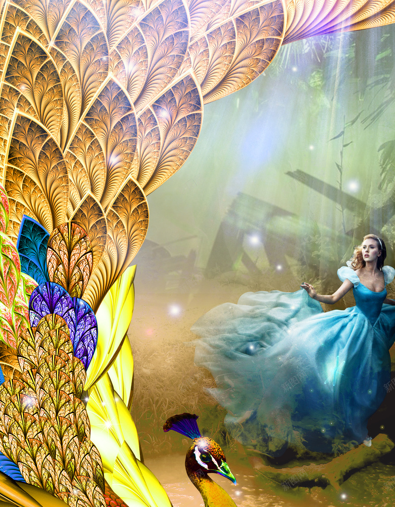 孔雀与公主浪漫梦幻童话静谧美丽背景psd设计背景_新图网 https://ixintu.com 公主 孔雀 梦幻 浪漫 童话 静谧 美丽背景 时尚 大气