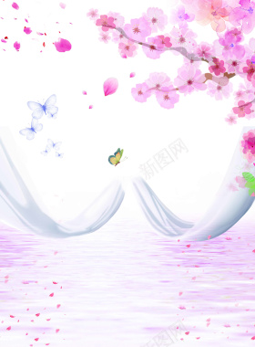 樱花粉红女神女生三八妇女节广告背景背景
