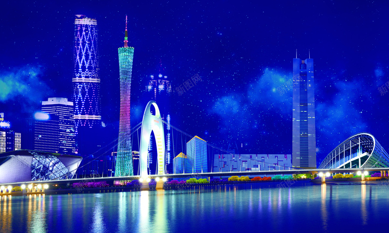 广州旅游海报jpg设计背景_新图网 https://ixintu.com 广州旅游海报 广州建筑 广州夜景 小蛮腰 开心 珠江新城 珠江夜景 科技 科幻 商务