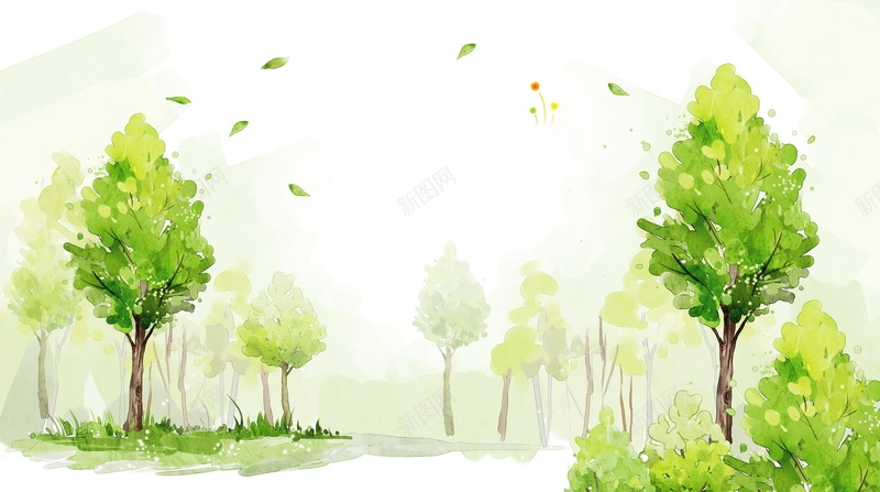 手绘树木背景素材psd设计背景_新图网 https://ixintu.com 手绘树木 手绘 树木 水彩 绿色 海报 平面 广告 背景 PSD 素材 模板