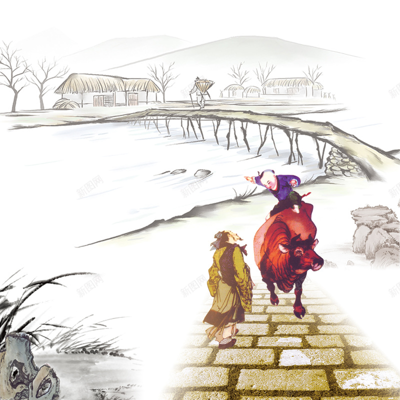 清明节水墨风景牧童广告背景psd设计背景_新图网 https://ixintu.com 清明促销 清明节海报 淘宝海报 水墨 牧童 淘宝清明促销 清明 古风 放牛娃