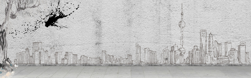 手绘城市建筑艺术bannerjpg设计背景_新图网 https://ixintu.com anner 地产宣传 城市建筑 手绘背景 艺术 banner 插画 墨迹 古风