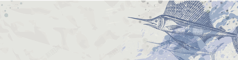 复古航海背景eps设计背景_新图网 https://ixintu.com 海报banner 复古 航海 鱼 墨迹